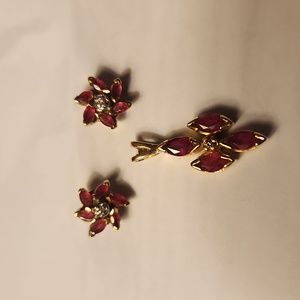 14K Gold Genuine Ruby set